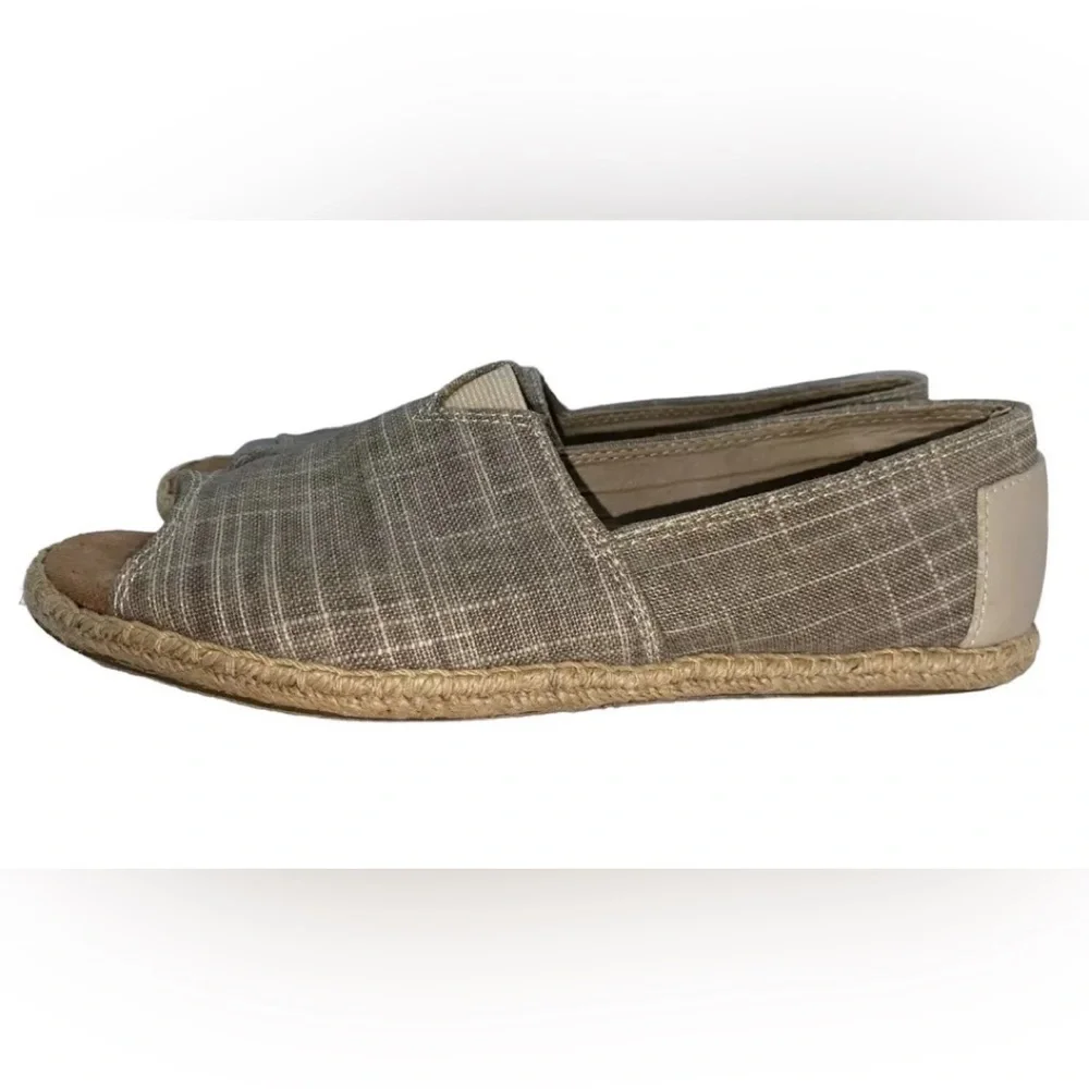TOMS Women’s Alpargata Flats Open Toe Natural Metallic Beige Size W5